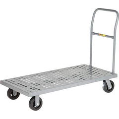 Little Giant - 1,600 Lb Capacity Steel Platform Truck - Steel Deck, 24" OAW, 36" Platform Length, Mold On Rubber Casters - Exact Tool & Supply