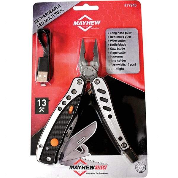 Mayhew - 13 Piece, Multi-Tool Set with 13 Functions - 6" OAL, 4" Closed Length - Exact Tool & Supply