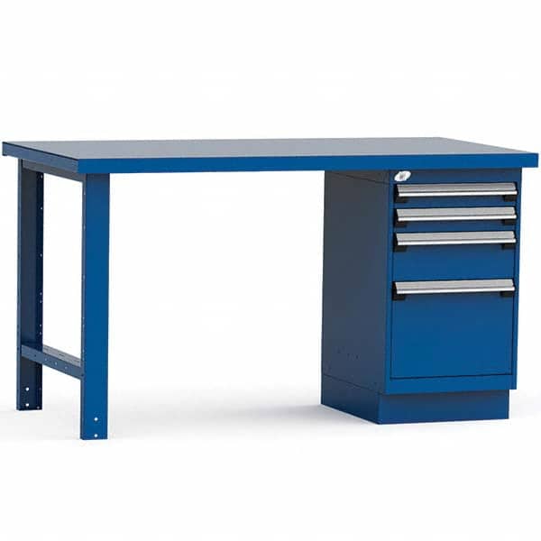 Rousseau Metal - Stationary Work Benches, Tables Type: Work Bench Top Material: Painted Steel - Exact Tool & Supply