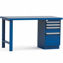 Rousseau Metal - Stationary Work Benches, Tables Type: Work Bench Top Material: Painted Steel - Exact Tool & Supply