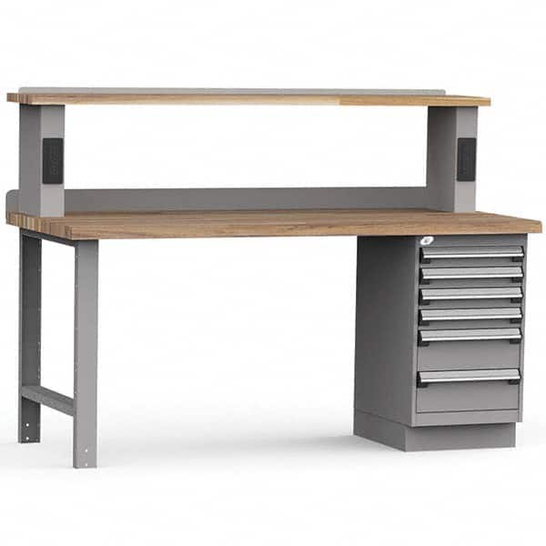 Rousseau Metal - Stationary Work Benches, Tables Type: Work Bench Top Material: Laminated Wood - Exact Tool & Supply