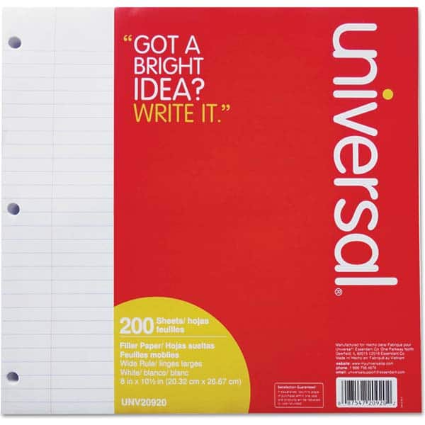 UNIVERSAL - Note Pads, Writing Pads & Notebooks Writing Pads & Notebook Type: Filler Paper Size: 8 x 10-1/2 - Exact Tool & Supply