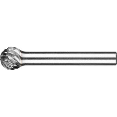 PFERD - SD-3, 3/8" Cut Diam, 1/4" Shank Diam, Carbide Diamond Pattern Ball Burr - Exact Tool & Supply