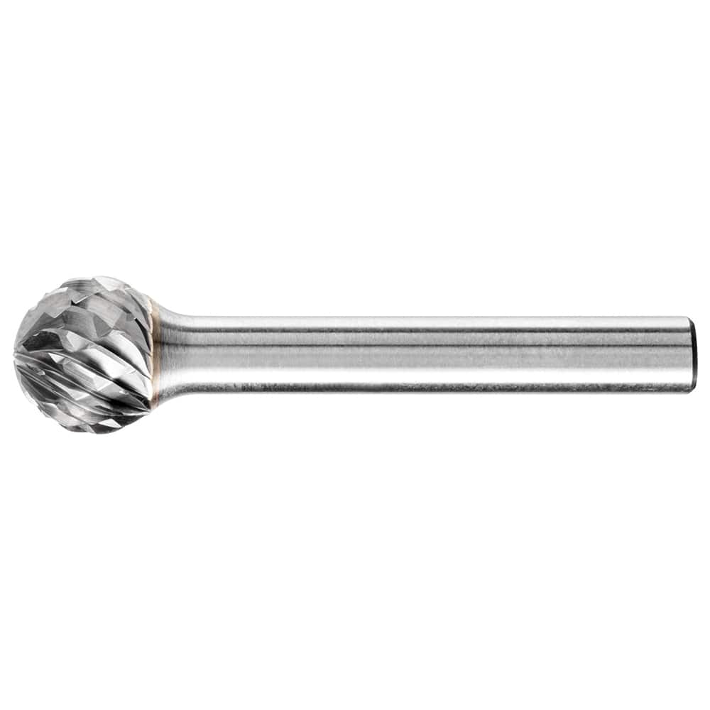 PFERD - SD-5, 1/2" Cut Diam, 1/4" Shank Diam, Carbide Diamond Pattern Ball Burr - Exact Tool & Supply