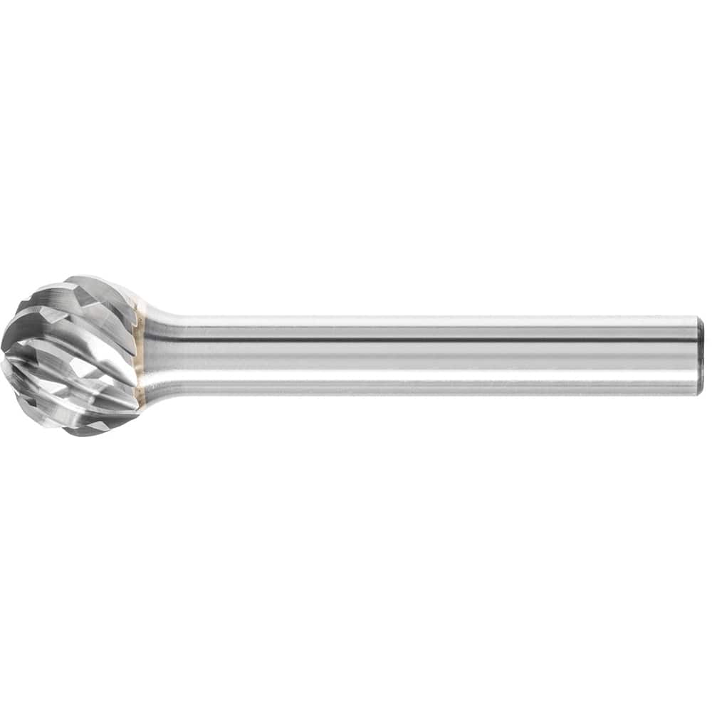 PFERD - SD-5, 1/2" Cut Diam, 1/4" Shank Diam, Carbide No End Cut Ball Burr - Exact Tool & Supply