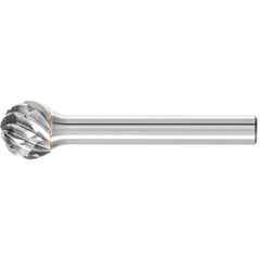 PFERD - SD-5, 1/2" Cut Diam, 1/4" Shank Diam, Carbide No End Cut Ball Burr - Exact Tool & Supply