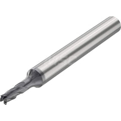 Corner Radius End Mill: 0.1969″ Dia, 4 Flutes, Solid Carbide 35 ° Helix, SIRON-A Coated, Corner Chamfer End, Series JSE514