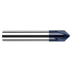 Chamfer Cutters - 0.2500″ (1/4″) Shank Diameter × 15° per side Carbide Flat Chamfer Cutter, 3 Flutes, AlTiN Coated - Exact Tool & Supply