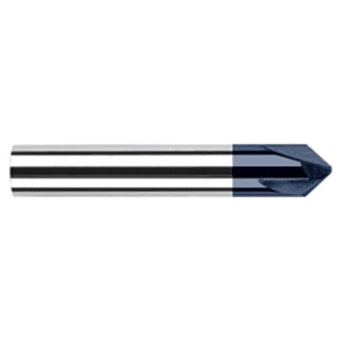 Chamfer Cutters - 0.3750″ (3/8″) Shank Diameter × 45° per side Carbide Flat Chamfer Cutter, 3 Flutes, AlTiN Coated - Exact Tool & Supply