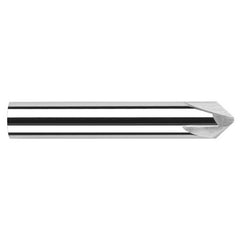 Chamfer Cutters - 0.2500″ (1/4″) Shank Diameter × 30° per side Carbide Flat Chamfer Cutter, 3 Flutes - Exact Tool & Supply