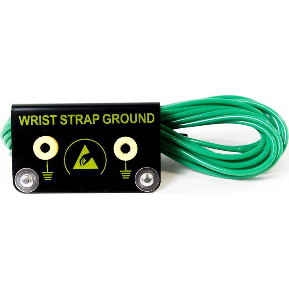 Bertech - Anti-Static Equipment Accessories Type: ESD Metal Bench Mount Ground Block w/Stud & Cord Color: Green/Black - Exact Tool & Supply