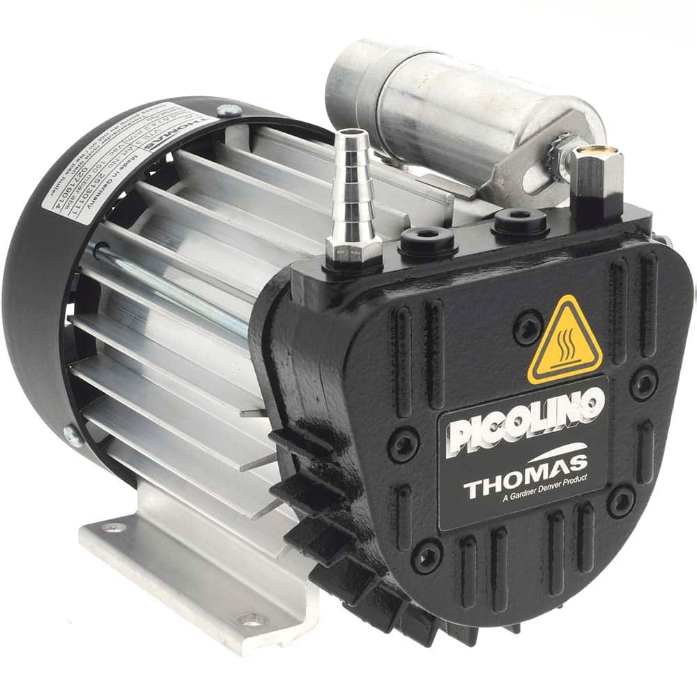 Thomas - Rotary Vane-Type Vacuum Pumps Voltage: 120 VAC Length (Decimal Inch): 8.2300 - Exact Tool & Supply