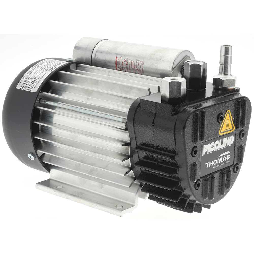 Thomas - Rotary Vane-Type Vacuum Pumps Voltage: 115 VAC Length (Decimal Inch): 9.8000 - Exact Tool & Supply