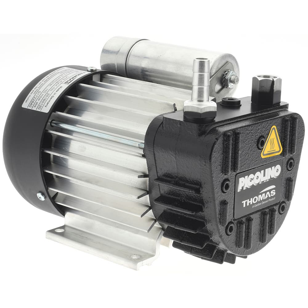 Thomas - Rotary Vane-Type Vacuum Pumps Voltage: 115 VAC Length (Decimal Inch): 8.8200 - Exact Tool & Supply