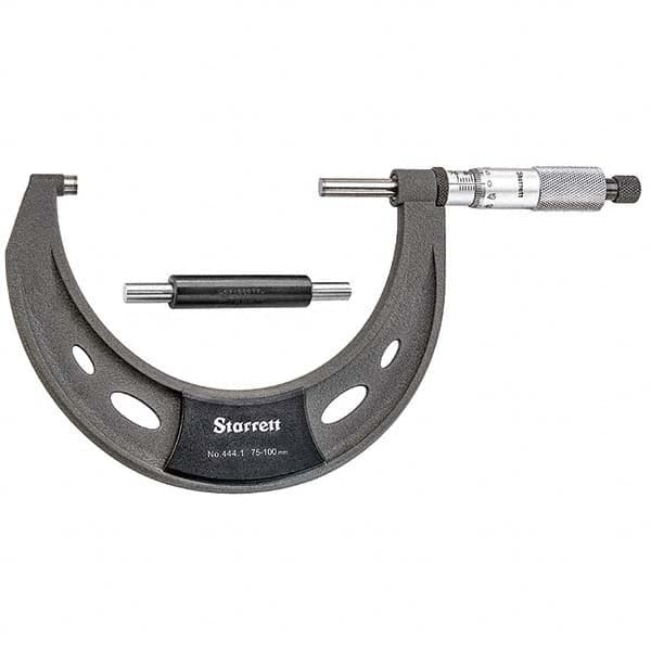 Starrett - Mechanical Outside Micrometers Minimum Measurement (mm): 75.00 Maximum Measurement (mm): 100.00 - Exact Tool & Supply
