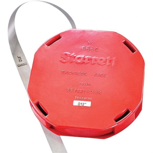 Starrett - Feeler Stock Rolls Thickness (Decimal Inch): 0.0120 Overall Length (Feet): 25.00 - Exact Tool & Supply