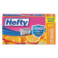 Hefty - Reclosable Food & Sandwich Bags; Volume Capacity: 1 Qt. ; Width (Inch): 4-3/8 ; Container Shape: Rectangle ; Height (Inch): 8-1/2 ; Material: Plastic ; Thickness (mil): 1.5000 - Exact Tool & Supply