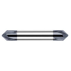 Chamfer Cutters - 0.1250″ (1/8″) Shank Diameter × 45° per side Carbide Pointed Chamfer Cutter DE, 2 Flutes, AlTiN Coated - Exact Tool & Supply