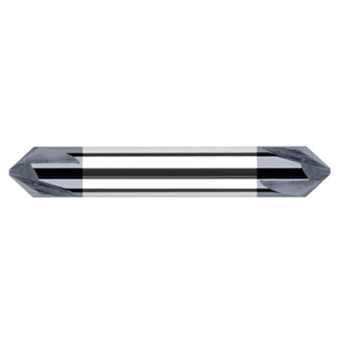 Chamfer Cutters - 0.3750″ (3/8″) Shank Diameter × 45° per side Carbide Flat Chamfer Cutter DE, 3 Flutes, AlTiN Coated - Exact Tool & Supply