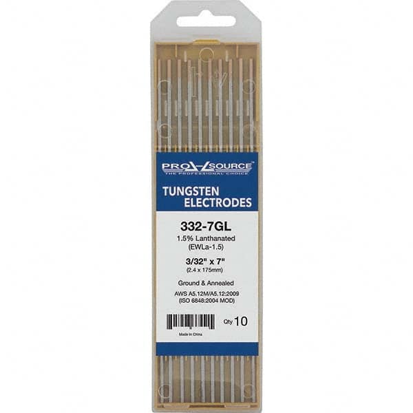 PRO-SOURCE - Tungsten Electrodes Type: 1.5% Lanthanated Diameter (Inch): 3/32 - Exact Tool & Supply