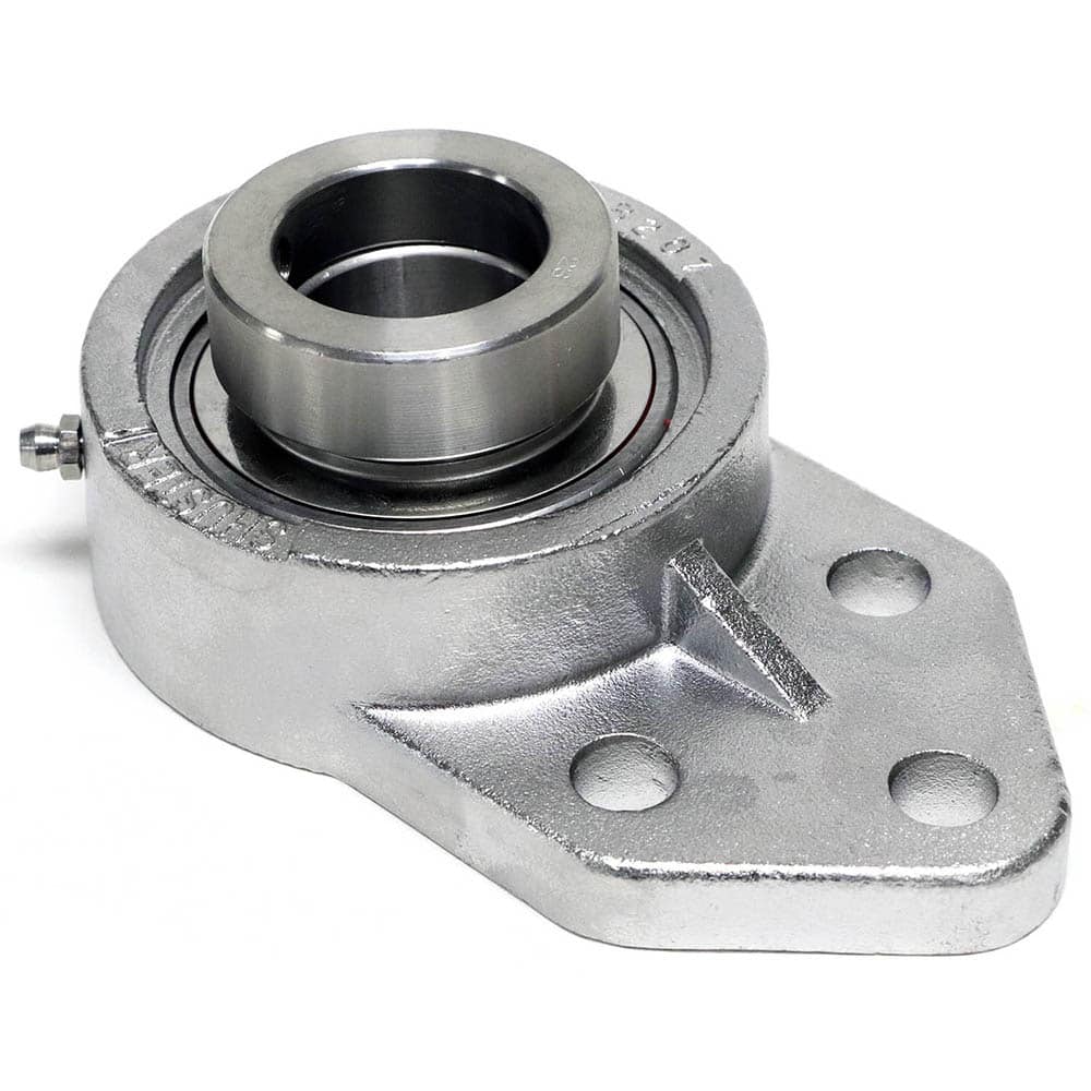 Shuster - SNASFB207-23, 1-7/16" ID, 3-3/4" OAL x 156mm OAH, 3-Bolt Flange Mounted Bearing - Exact Tool & Supply