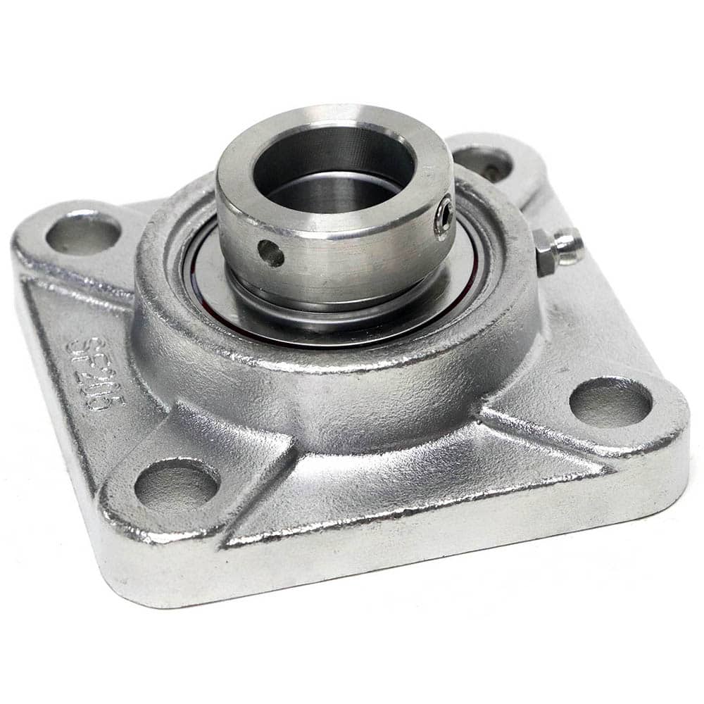 Shuster - SNASF206-19, 1-3/16" ID, 4-1/4" OAL x 4-1/4" OAH, 4-Bolt Flange Bearing - Exact Tool & Supply