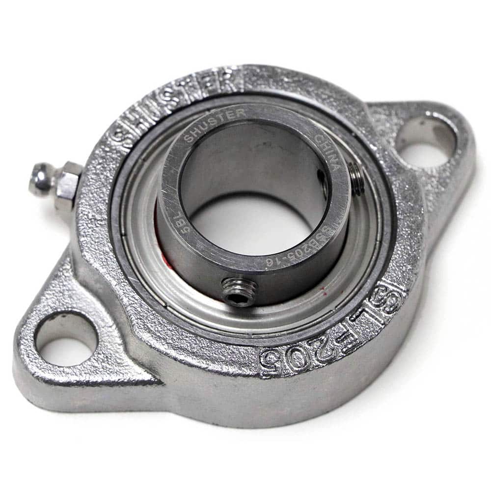 Shuster - SSBSLF205-16, 1" ID, 64mm OAL x 3-3/4" OAH, 2-Bolt Flange Bearing - Exact Tool & Supply