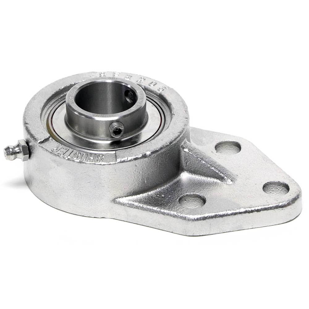 Shuster - SUCSFB204-12, 3/4" ID, 2-1/2" OAL x 4-1/4" OAH, 3-Bolt Flange Mounted Bearing - Exact Tool & Supply