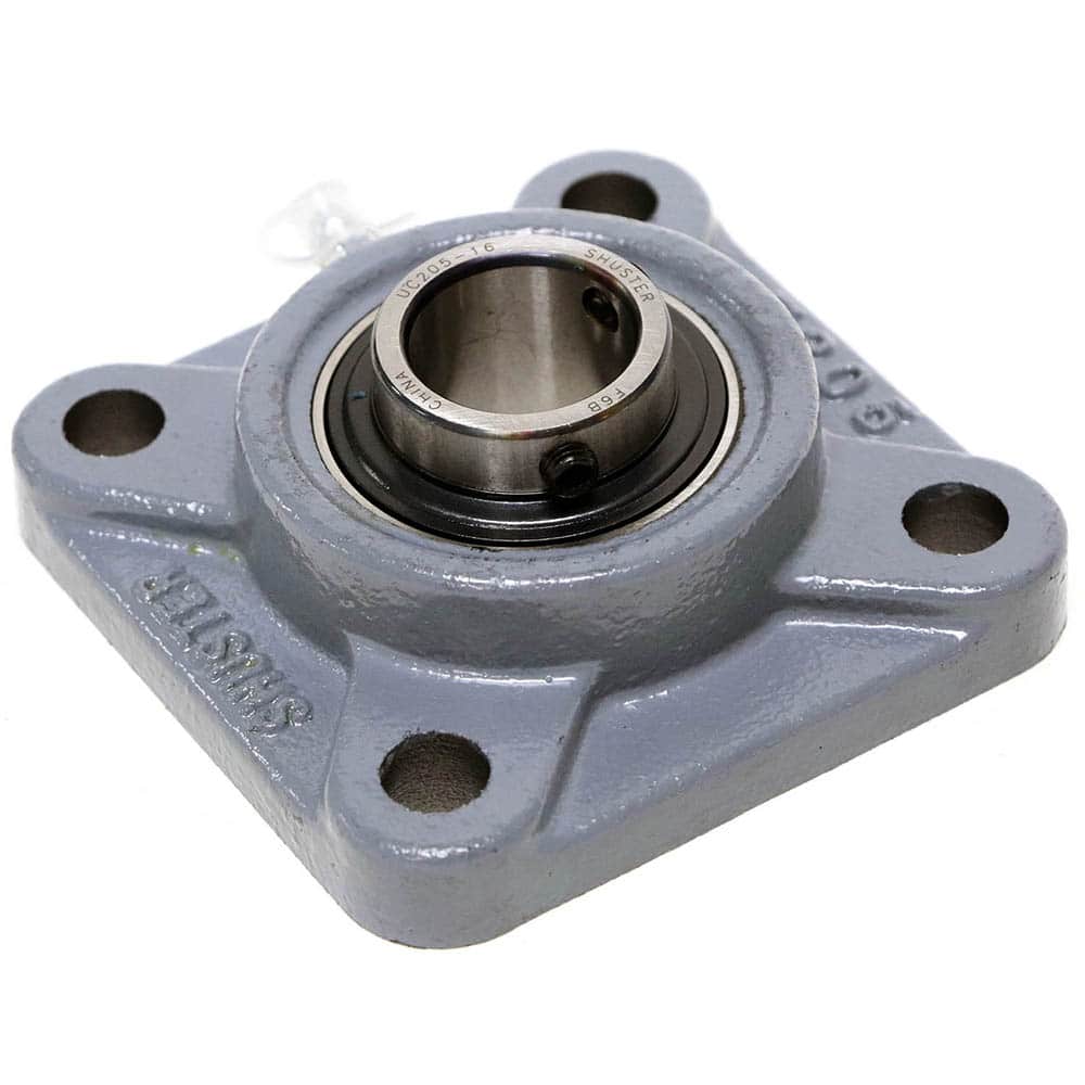 Shuster - UCF211-35, 2-3/16" ID, 6-3/8" OAL x 6-3/8" OAH, 4-Bolt Flange Bearing - Exact Tool & Supply