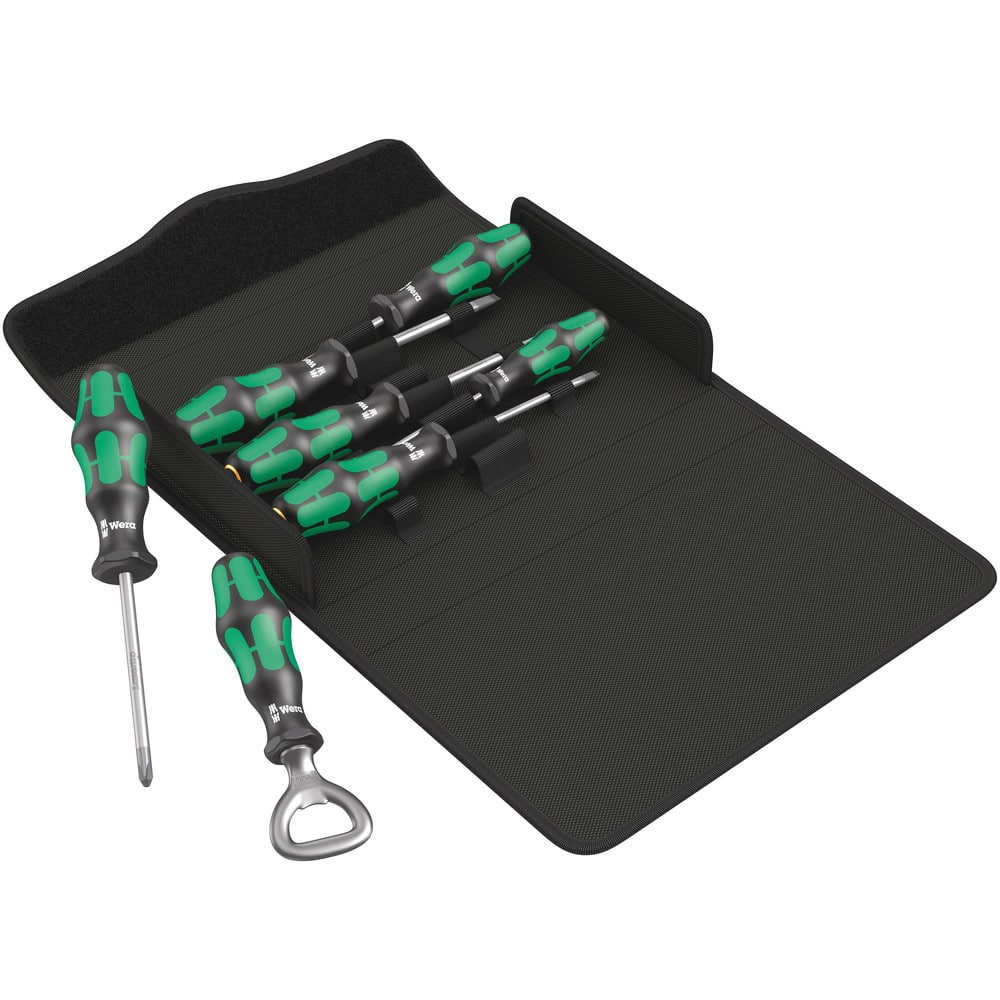 Wera - Screwdriver Sets; Screwdriver Types Included: Phillips; Slotted ; Number of Pieces: 7.000 ; Slotted: Yes ; Case Type: Textile Case ; Phillips Point Size: #1 - Exact Tool & Supply