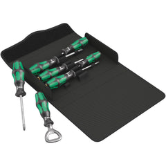 Wera - Screwdriver Sets; Screwdriver Types Included: Phillips; Slotted ; Number of Pieces: 7.000 ; Slotted: Yes ; Case Type: Textile Case ; Phillips Point Size: #1 - Exact Tool & Supply