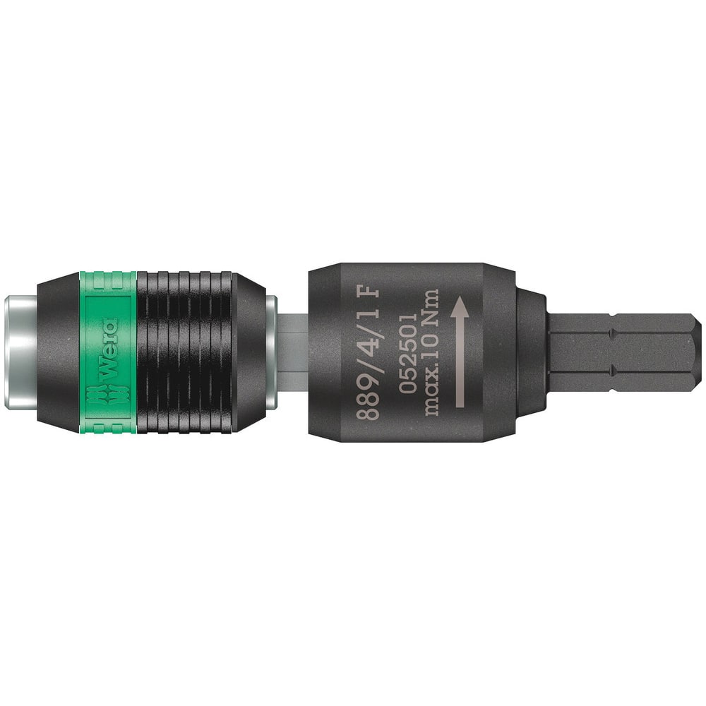 Wera - Torque Limiting Screwdrivers; Type: Free Turning Adapter ; Minimum Torque (Nm): 10.000 ; Minimum Torque (In/Lb): 7.3756 (Pounds); Maximum Torque (Nm): 10.000 ; Maximum Torque (In/Lb): 7.3756 (Pounds); Drive Size (Inch): 1/4 - Exact Tool & Supply