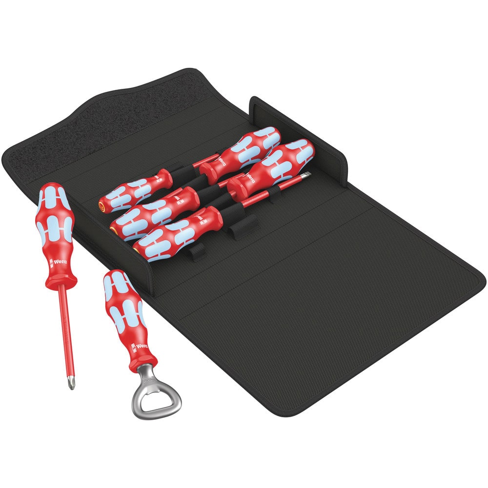 Wera - Screwdriver Sets; Screwdriver Types Included: Philips; Pozidriv; Slotted ; Number of Pieces: 7.000 ; Slotted: Yes ; Case Type: Textile Case ; Phillips Point Size: #2 ; Posidriv Point Size: 1; 2 - Exact Tool & Supply
