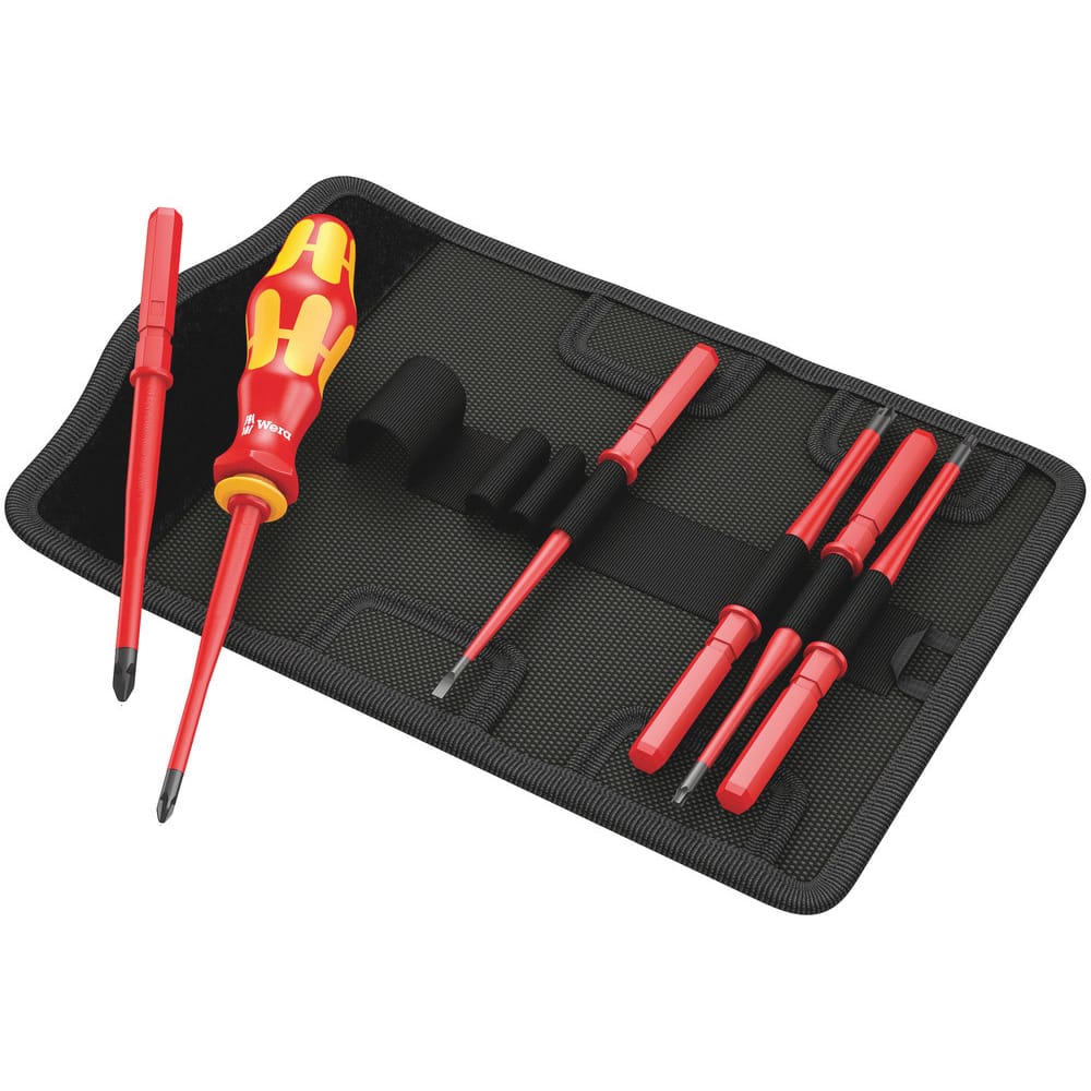 Wera - Screwdriver Sets; Screwdriver Types Included: Phillips; Slotted; Torx; Posidriv ; Number of Pieces: 7.000 ; Slotted: Yes ; Case Type: Textile Case ; Phillips Point Size: #1 - Exact Tool & Supply
