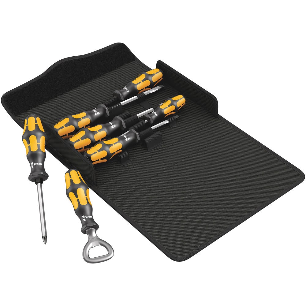Wera - Screwdriver Sets; Screwdriver Types Included: Phillips; Slotted ; Number of Pieces: 7.000 ; Slotted: Yes ; Case Type: Textile Case ; Phillips Point Size: #1 - Exact Tool & Supply