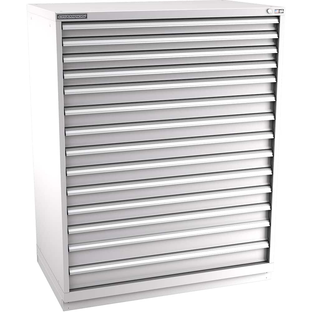 Champion Tool Storage - Modular Storage Cabinets; Type: Eye-Level Extra Width Drawer Cabinet ; Number of Drawers: 14.000 ; Height (Inch): 59-1/2 ; Width (Inch): 47 ; Depth (Inch): 28-1/2 ; Color: Light Gray - Exact Tool & Supply