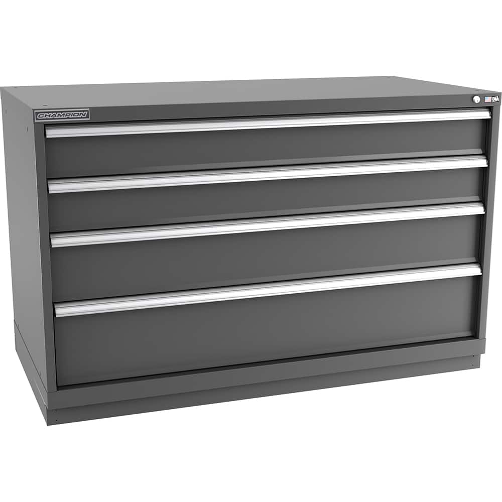 Champion Tool Storage - Modular Storage Cabinets; Type: Bench-Height Double Width Drawer Cabinet ; Number of Drawers: 4.000 ; Height (Inch): 35-7/8 ; Width (Inch): 56-1/2 ; Depth (Inch): 28-1/2 ; Color: Dark Gray - Exact Tool & Supply