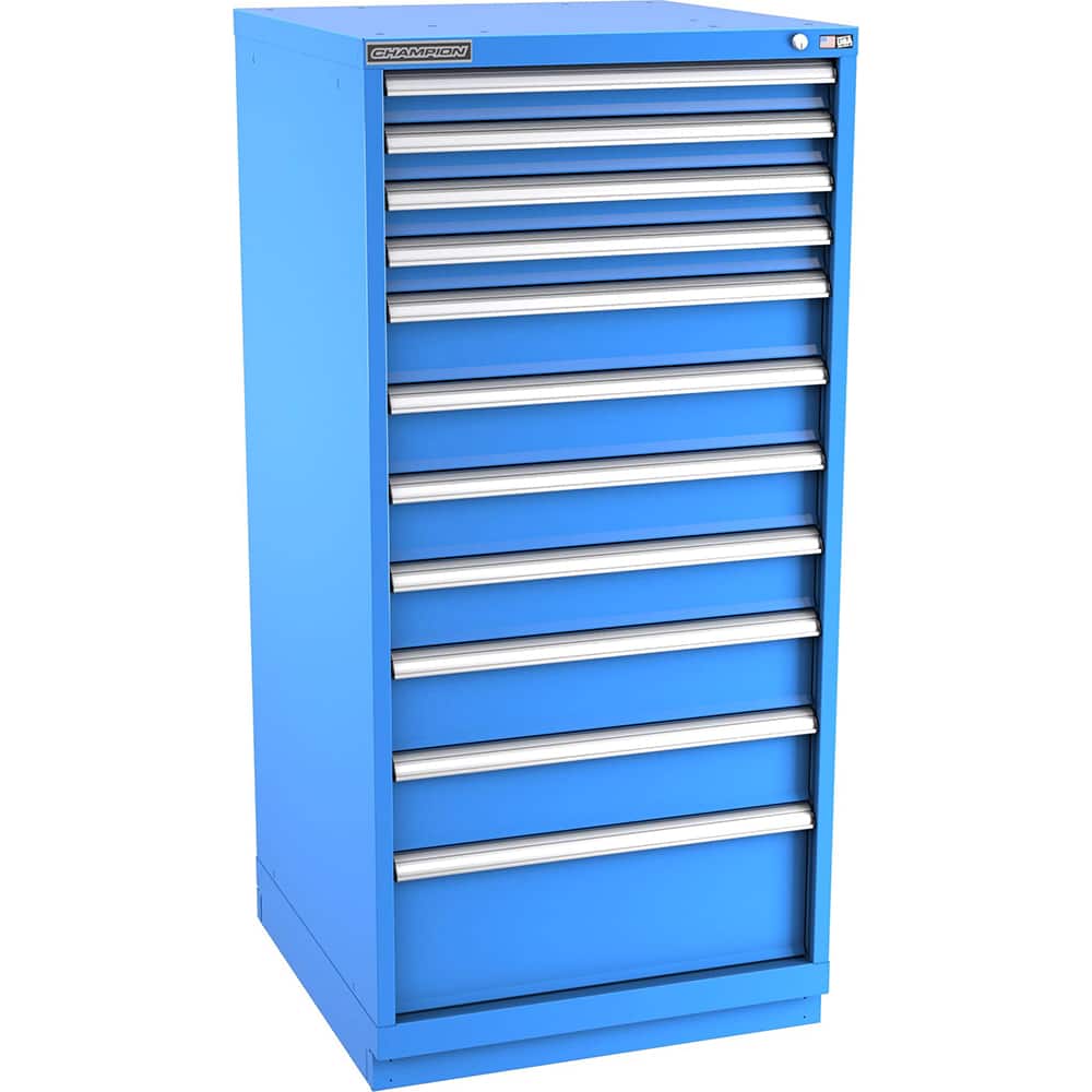 Champion Tool Storage - Modular Storage Cabinets; Type: Eye-Level Standard Width Drawer Cabinet ; Number of Drawers: 11.000 ; Height (Inch): 59-1/2 ; Width (Inch): 28-1/4 ; Depth (Inch): 28-1/2 ; Color: Bright Blue - Exact Tool & Supply