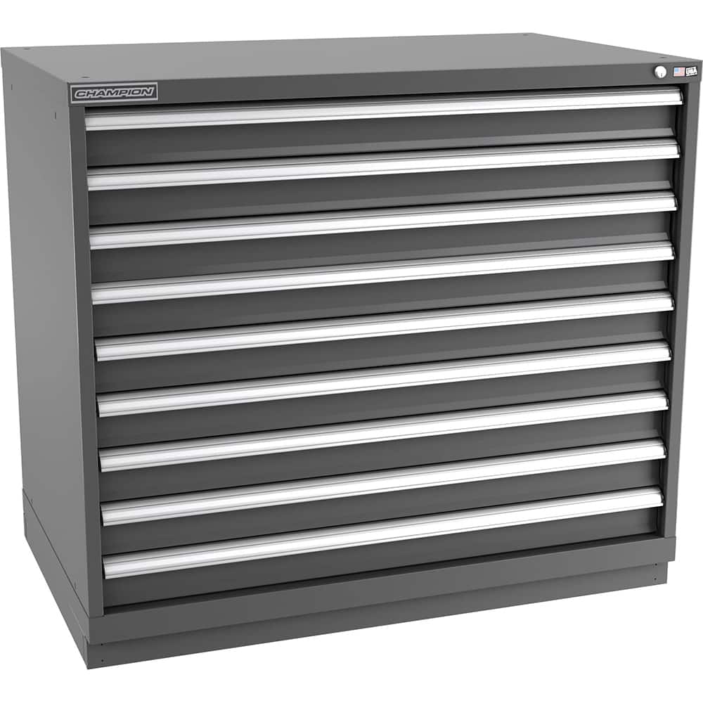 Champion Tool Storage - Modular Storage Cabinets; Type: Counter-Height Extra Width Drawer Cabinet ; Number of Drawers: 9.000 ; Height (Inch): 41-3/4 ; Width (Inch): 47 ; Depth (Inch): 28-1/2 ; Color: Dark Gray - Exact Tool & Supply