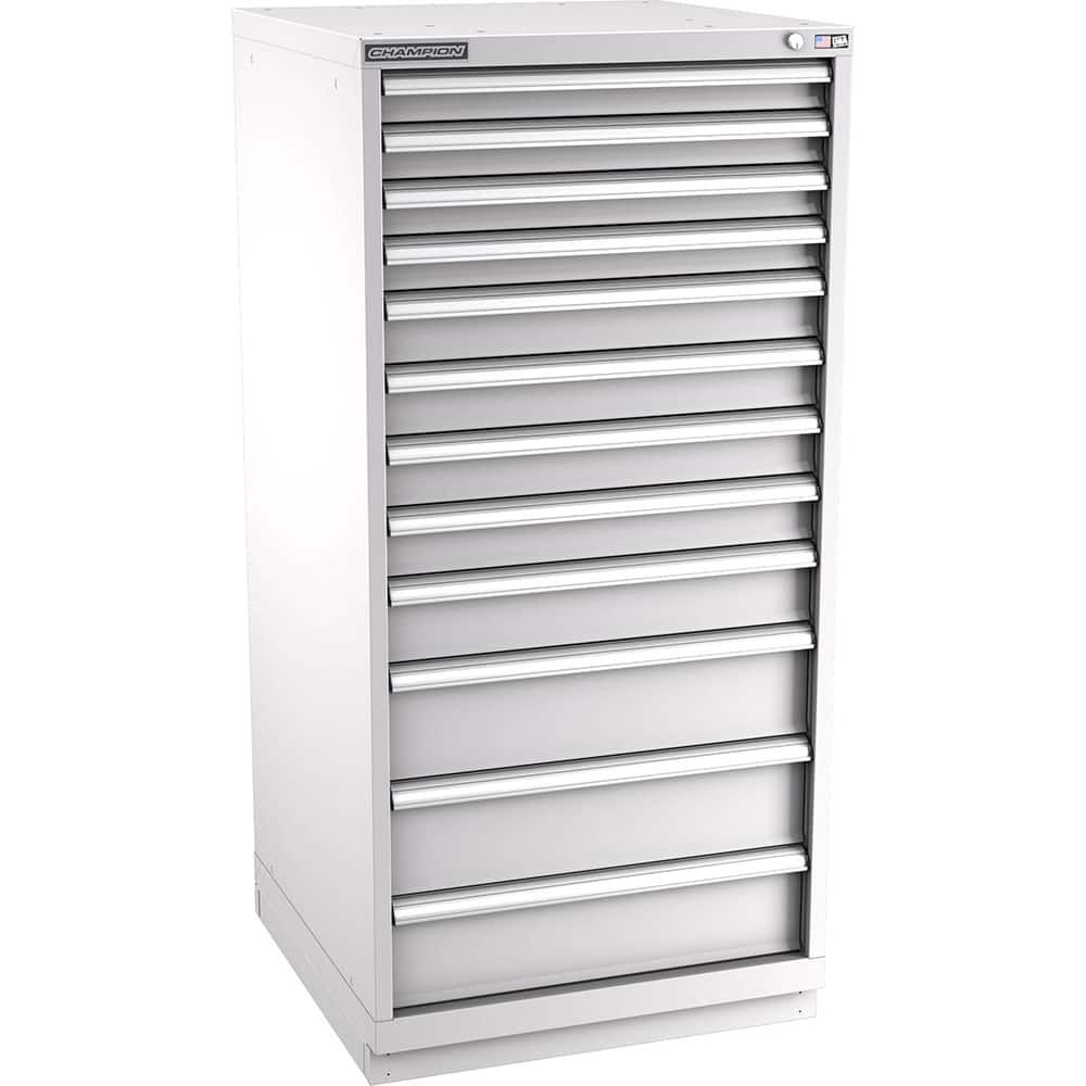 Champion Tool Storage - Modular Storage Cabinets; Type: Eye-Level Standard Width Drawer Cabinet ; Number of Drawers: 12.000 ; Height (Inch): 59-1/2 ; Width (Inch): 28-1/4 ; Depth (Inch): 28-1/2 ; Color: Light Gray - Exact Tool & Supply