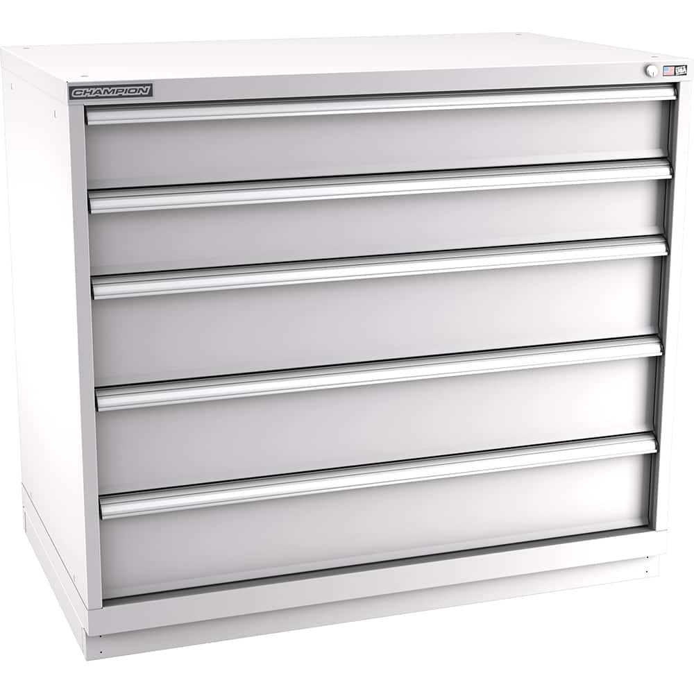 Champion Tool Storage - Modular Storage Cabinets; Type: Counter-Height Extra Width Drawer Cabinet ; Number of Drawers: 5.000 ; Height (Inch): 41-3/4 ; Width (Inch): 47 ; Depth (Inch): 28-1/2 ; Color: Light Gray - Exact Tool & Supply