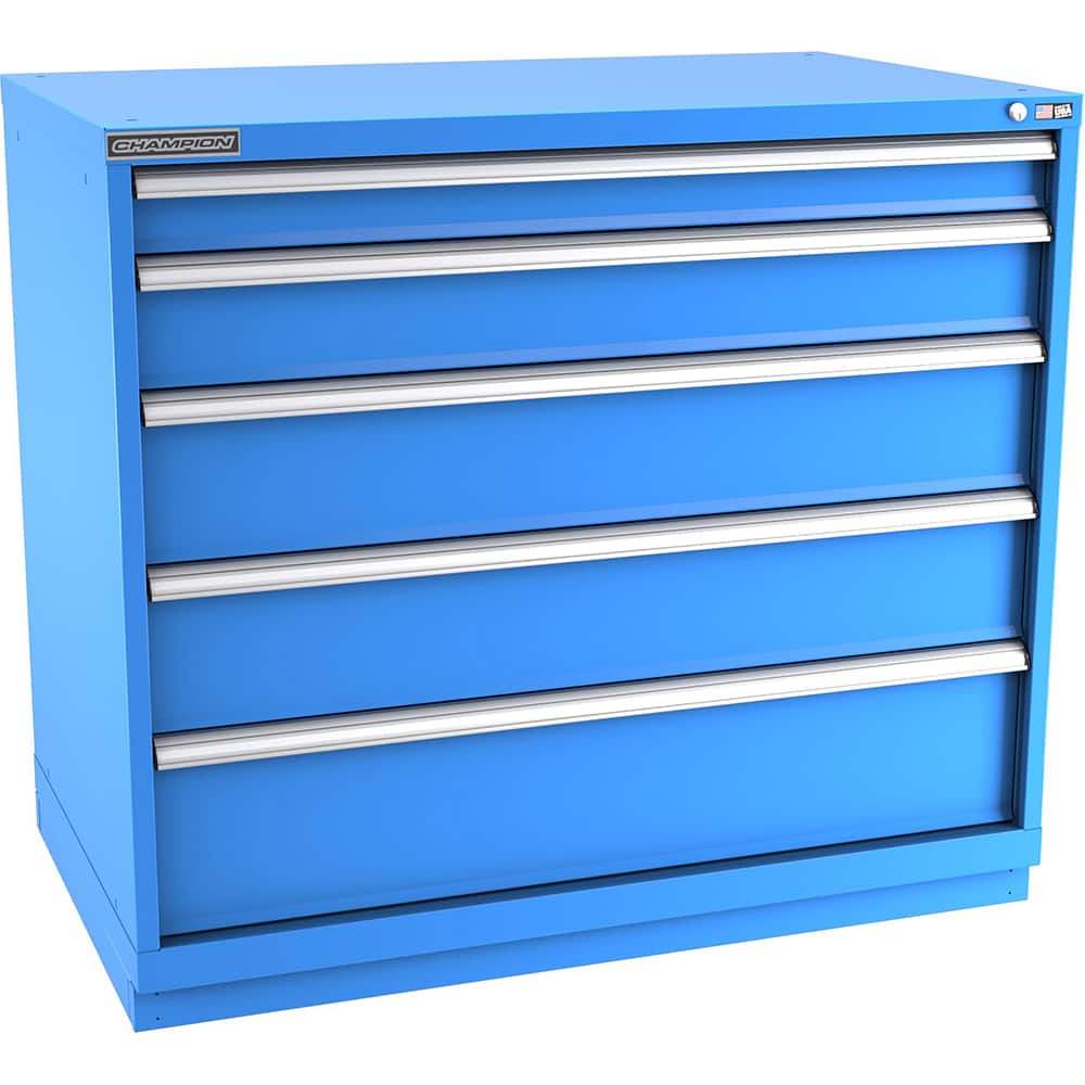 Champion Tool Storage - Modular Storage Cabinets; Type: Counter-Height Extra Width Drawer Cabinet ; Number of Drawers: 5.000 ; Height (Inch): 41-3/4 ; Width (Inch): 47 ; Depth (Inch): 28-1/2 ; Color: Bright Blue - Exact Tool & Supply