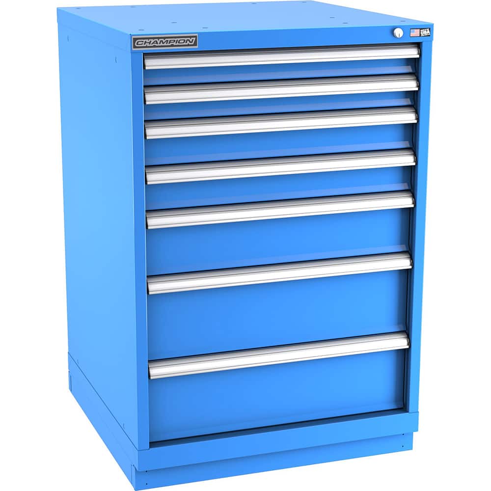 Champion Tool Storage - Modular Storage Cabinets; Type: Counter-Height Standard Width Drawer Cabinet ; Number of Drawers: 7.000 ; Height (Inch): 41-3/4 ; Width (Inch): 28-1/4 ; Depth (Inch): 28-1/2 ; Color: Bright Blue - Exact Tool & Supply