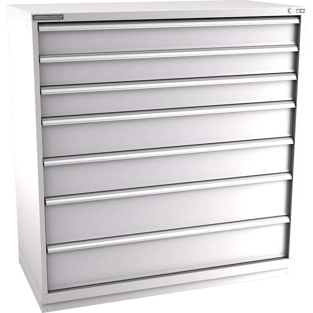 Champion Tool Storage - Modular Storage Cabinets; Type: Eye-Level Double Width Drawer Cabinet ; Number of Drawers: 7.000 ; Height (Inch): 59-1/2 ; Width (Inch): 56-1/2 ; Depth (Inch): 28-1/2 ; Color: Light Gray - Exact Tool & Supply