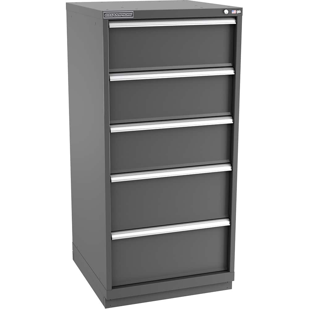 Champion Tool Storage - Modular Storage Cabinets; Type: Eye-Level Standard Width Drawer Cabinet ; Number of Drawers: 5.000 ; Height (Inch): 59-1/2 ; Width (Inch): 28-1/4 ; Depth (Inch): 28-1/2 ; Color: Dark Gray - Exact Tool & Supply