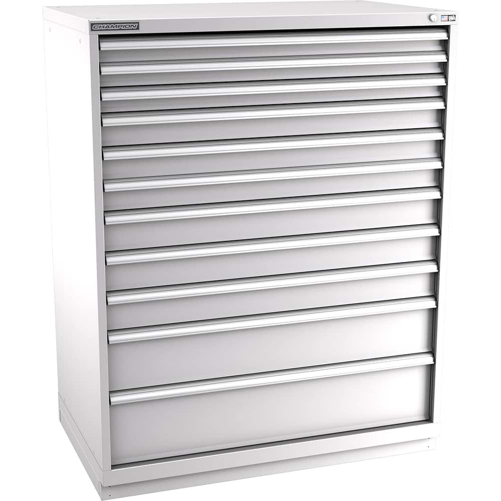 Champion Tool Storage - Modular Storage Cabinets; Type: Eye-Level Extra Width Drawer Cabinet ; Number of Drawers: 11.000 ; Height (Inch): 59-1/2 ; Width (Inch): 47 ; Depth (Inch): 28-1/2 ; Color: Light Gray - Exact Tool & Supply