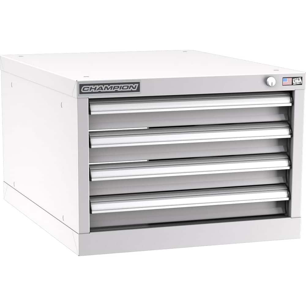 Champion Tool Storage - Modular Storage Cabinets; Type: Under-Desk Narrow Width Drawer Cabinet ; Number of Drawers: 4.000 ; Height (Inch): 15-3/4 ; Width (Inch): 22-3/16 ; Depth (Inch): 28-1/2 ; Color: Light Gray - Exact Tool & Supply