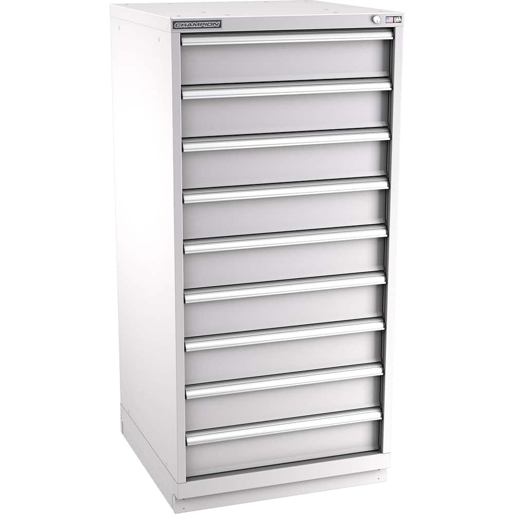 Champion Tool Storage - Modular Storage Cabinets; Type: Eye-Level Standard Width Drawer Cabinet ; Number of Drawers: 9.000 ; Height (Inch): 59-1/2 ; Width (Inch): 28-1/4 ; Depth (Inch): 28-1/2 ; Color: Light Gray - Exact Tool & Supply
