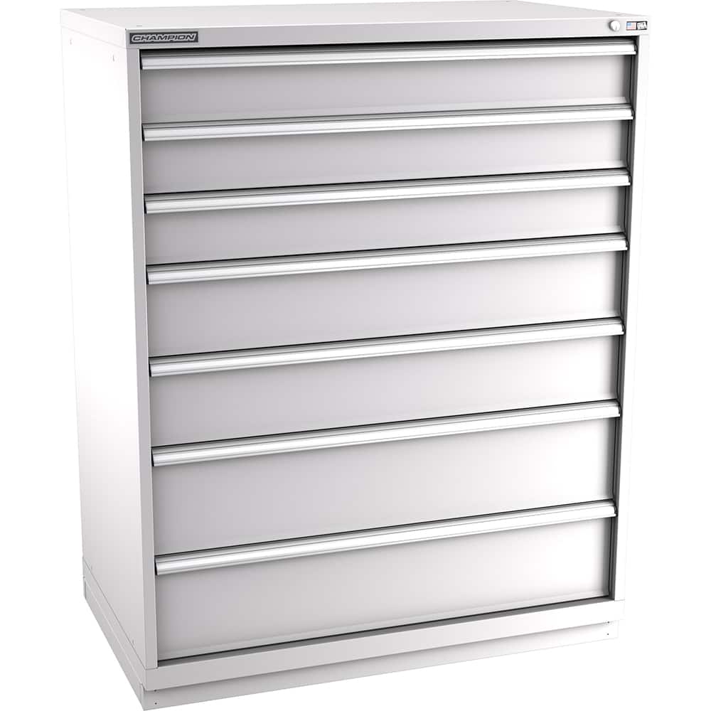 Champion Tool Storage - Modular Storage Cabinets; Type: Eye-Level Extra Width Drawer Cabinet ; Number of Drawers: 7.000 ; Height (Inch): 59-1/2 ; Width (Inch): 47 ; Depth (Inch): 28-1/2 ; Color: Light Gray - Exact Tool & Supply