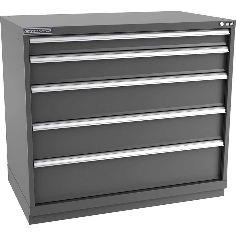 Champion Tool Storage - Modular Storage Cabinets; Type: Counter-Height Extra Width Drawer Cabinet ; Number of Drawers: 5.000 ; Height (Inch): 41-3/4 ; Width (Inch): 47 ; Depth (Inch): 28-1/2 ; Color: Dark Gray - Exact Tool & Supply